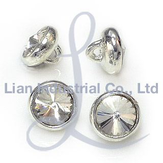 Metal shanked buttons with single stone in rivoli cut